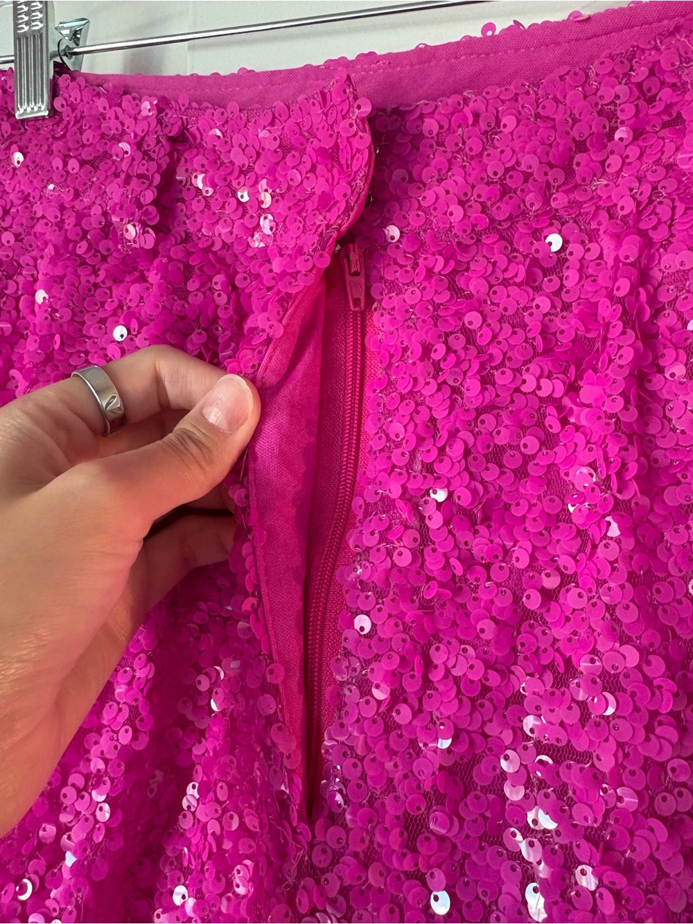 Nasty Gal Hot Pink Sequin Wide-Leg Pants - Picture 3 of 6